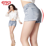 ERQ2016新款女士时尚花边韩版修身显瘦复古提臀热裤牛仔短裤女夏