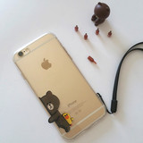 包邮iphone6 plus 5s韩国LINE布朗熊可爱卡通保护套挂脖