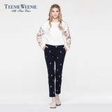 Teenie Weenie小熊专柜正品女装夏季刺绣直筒长裤TTTC52626K