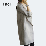 棉麻西装女 2016春新款韩版七分袖中长款休闲小西服女外套 FSOL