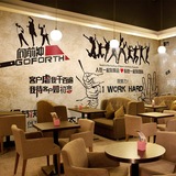 复古怀旧励志青春文字主题背景墙纸3d个性酒吧咖啡厅餐厅壁纸壁画