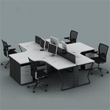 现代办公家具 4人组合屏风办公桌椅简约员工桌办工作桌2人职员桌