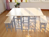 1.2米长0.8米宽折叠桌餐桌含四凳哈市免费送货到房门黑吉蒙发物流