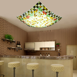 热销地中海艺术正方形贝壳deng田园吸顶卧室客厅现代简约大气吊灯