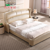 韩式版皮艺软床/真皮床/双人床婚床/1.8米大床1.5米高档家具床