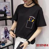 韩国夏季女士短袖T恤25半袖18-29周岁24韩版宽松夏装女装bf上衣血
