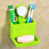 怡欣吸盘挂壁式牙刷架 吸壁式储物盒 创意浴室置物架肥皂架
