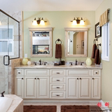 现货美式浴室柜镜柜组合橡木落地卫浴柜地中海田园卫生间洗手脸盆