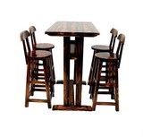 防腐木碳化桌椅套件实木酒吧桌椅高脚吧椅桌休闲桌椅户外桌椅