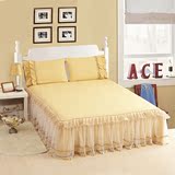 纯棉纯色床罩床裙式单件 全棉床套床盖2.0米双人2.0m床群夏季