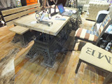 美家个性埃菲尔铁塔造型餐桌椅组合 实木工艺咖啡店餐厅桌椅组合