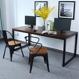 美式铁艺实木办公桌会议桌餐桌椅组合电脑桌书桌桌子台式长桌loft