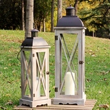 欧式美式乡村大型灰色做旧木质铁艺风灯烛台蜡烛灯 家居装饰摆件