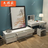 现代简约卧室梳妆台伸缩白色烤漆化妆桌子小户型翻盖化妆柜电视柜