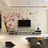 电视影视背景墙亚克力3d立体墙贴现代简约客厅卧室墙面玉兰花装饰