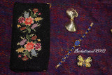 欧洲织毯艺术vintage彩色花朵纯手工彩珠质感古董手提晚宴派对包