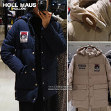 韩国HOLL HAUS正品代购直邮 15冬季中长款工装米奇羽绒服外套女装