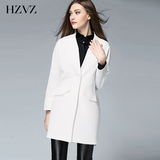 HZVZ欧美简约2016春装新品时尚修身显瘦中长款小西装女风衣外套