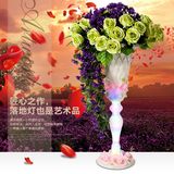 新款透明树脂落地花器花瓶创意LED可调光花瓶落地灯结婚开业礼物