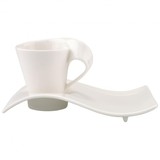 德国原装Villeroy&Boch唯宝New Wave咖啡杯【杯托】-经典白色长款