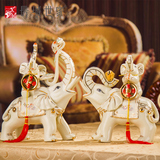 长城陶瓷中式大象摆件创意家居客厅装饰品工艺品摆设店铺开业礼品