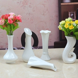 白色陶瓷花瓶批发酒店餐馆摆台 餐桌摆件小花插 家居装饰小花瓶