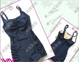 hosa/浩沙泳衣专柜正品纯色显瘦连体平角保守女士游泳衣110111602