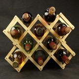葡萄酒架家居红酒架实木酒架子酒柜展示架菱形叠加原木质酒架