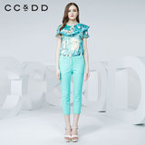 CCDD新款夏季专柜新款甜美上衣夏装直筒印花拼接女衬衫C52R14360