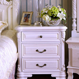 欧式家具卧室 床头柜 实木 白色田园风格 仿古雕花 大气