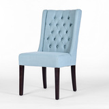 [W]奇居良品 美式餐厅家具 西娅拉蓝色布艺包扣餐椅/书椅