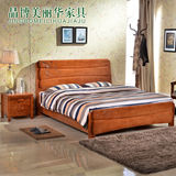 全实木1.8米橡木双人婚床小户型现代中式储物高箱卧室家具白色床