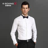K-boxing/劲霸长袖衬衫男士修身衬衫商务正统纯色衬衣AAXU3308