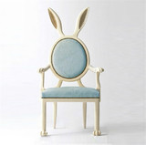 法式家具实木兔子椅 美式欧式乡村实木新古典兔耳朵圆背餐椅