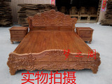 红木家具非洲黄花梨木1.8米洋花大床欧式双人床中式实木深雕床类