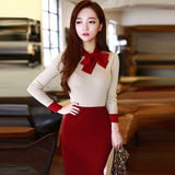 少女春装新款韩版学生连衣裙两件套装显瘦长袖可爱毛衣套裙学院风