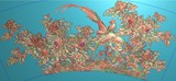 花开富贵花鸟背板 精雕图浮雕国色天香 灰度 电脑雕刻 JDP 牡丹花
