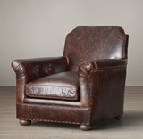 欧美式乡村复古油蜡真皮艺老虎椅单人位休闲咖啡厅沙发创意沙发