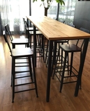 美式铁艺吧台椅 咖啡实木长桌 酒吧咖啡厅西餐厅星巴克桌椅组合