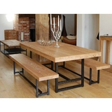 可定制LOFT工业风复古实木长小户型家用餐桌椅组合餐厅酒吧咖啡厅