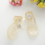 夏季女童塑料防滑凉鞋小码中跟高跟鞋水晶透明果冻鞋洞洞鞋沙滩鞋