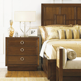 美式实木床头柜 样板房床边柜 欧式橡木仿古做旧储物柜 三抽床柜