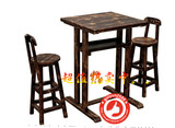 新款防腐碳化松木酒吧餐桌椅一桌四凳CZ-014 碳化原色
