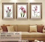 现代简约客厅装饰画沙发背景墙三联画卧室花卉温馨有框壁画定做