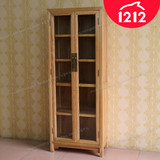 现代新中式书柜 简约素榆木玻璃展示柜 储物仿古禅意实木书柜立柜