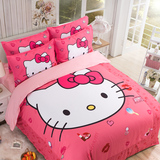 个性KT猫儿童卡通三四件套单人双人床单被套活性印花全棉1.2米1.8