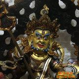 藏传佛教进口尼泊尔精品佛像 紫铜半鎏金财宝天王佛像 护法像 1尺