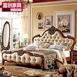 美式床欧式床 深色 实木雕花美式公主床 小户型结婚床美式家具