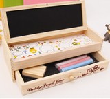 日本创意小学生儿童女孩木制铅笔盒男韩国素描文具盒笔袋学习用品