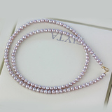 吉丽来小珍珠项链 天然紫色珍珠2mm正圆珍珠无暇紫罗兰高档项链
